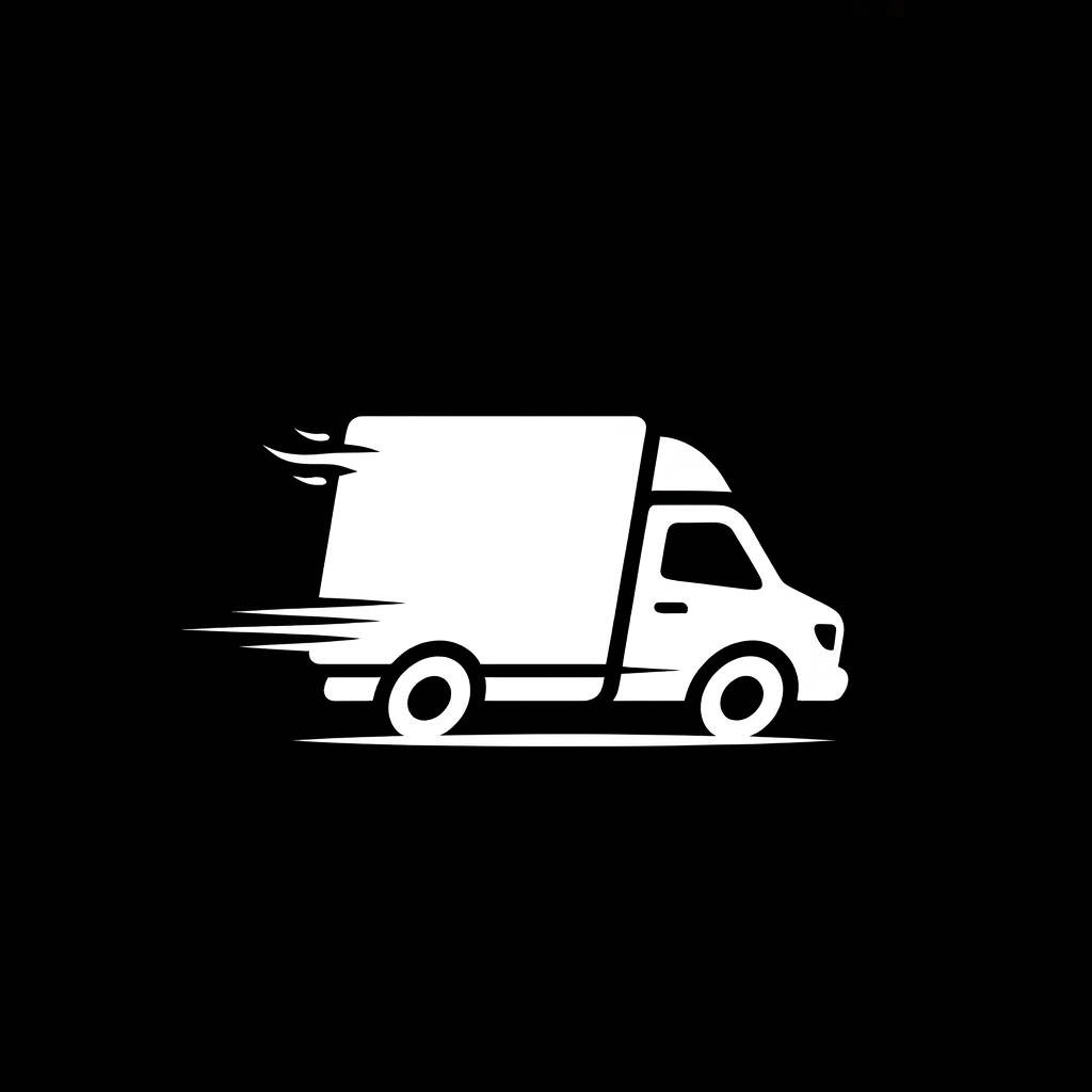 Fast shipping delivery service icon Delivery truck with wings and arrow symbolizing fast shipping